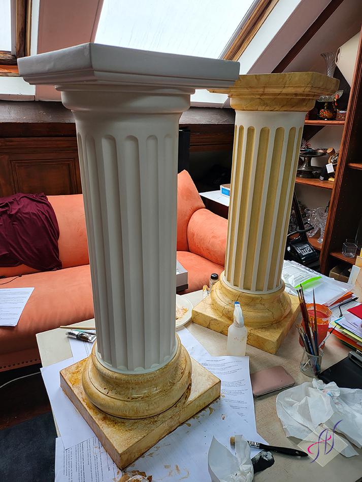 colonne-socles faux marbre - patines153405restauration
